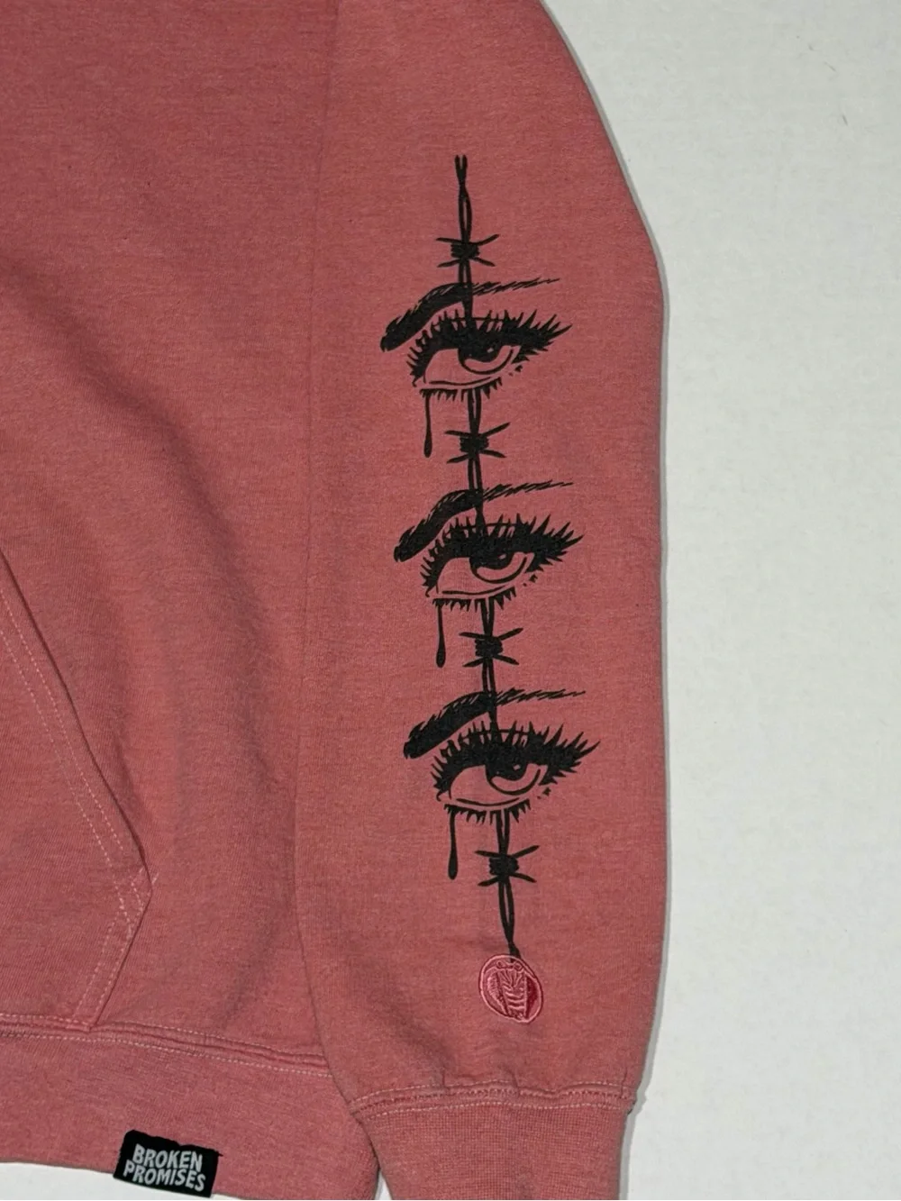Men's Broken Promises Hoodie with Rose Graphic - Dusty Rose - Picture 5 of 8